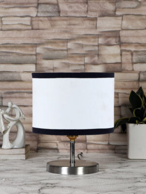 Ambika Home white & black cotton table lamp with Steel Base -63