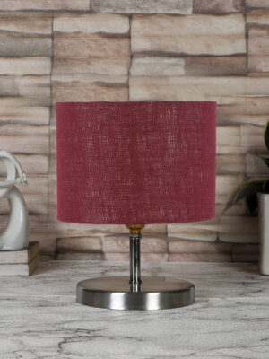 Ambika Home Maroon Jute table lamp with Steel Base -67