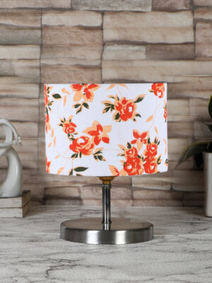 Ambika Home Multicolor cotton table lamp with Steel Base -69