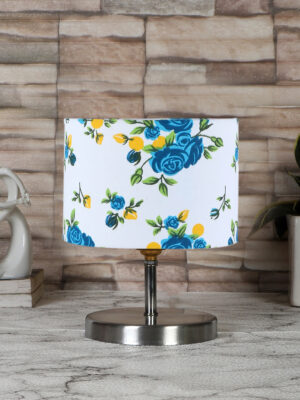 Ambika Home Multicolor cotton table lamp with Steel Base -70