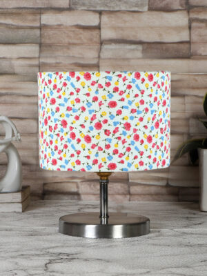 Ambika Home Multicolor cotton table lamp with Steel Base -70