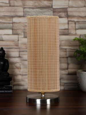 Ambika Home Round Bamboo table lamp with Steel Base -38