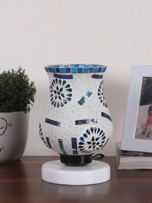 Ambika Home Aurelia Mosaic Multicolor Mosaic Glass Table Lamp with Wooden Base | Premium Bedside Lamp for Bedroom, Living Room, Hall, Hotel, Café, Restaurant & Office | E27 Compatible