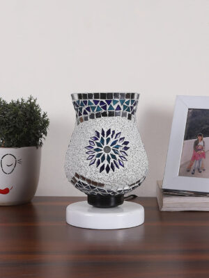 Ambika Home Elara Mosaic Multicolor Mosaic Glass Table Lamp with Wooden Base | Premium Bedside Lamp for Bedroom, Living Room, Hall, Hotel, Café, Restaurant & Office | E27 Compatible