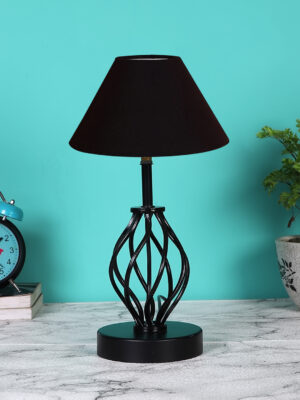 Ambika Home Black  cotton Table lamp with  Iron Base