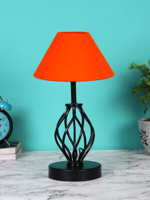 Ambika Home Orange  cotton Table lamp with  Iron Base