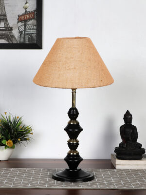 Ambika Home Beige Jute Table lamp with  Iron Base