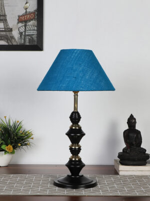 Ambika Home Turquoise Jute Table lamp with  Iron Base