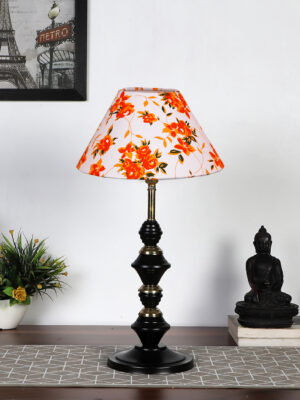Ambika Home Multicolor  cotton Table lamp with  Iron Base