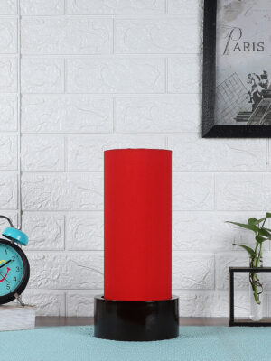 Ambika Home Red Cotton Round Brown Table Lamp Shade | Decorative Bedside Lamp for Living Room, Bedroom, Hotel, Cafe & Restaurant | SKU AT18