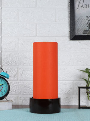 Ambika Home Orange Cotton Round Brown Table Lamp Shade | Decorative Bedside Lamp for Living Room, Bedroom, Hotel, Cafe & Restaurant | SKU AT19