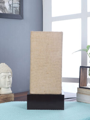 Ambika Home Beige Jute Square Brown Table Lamp Shade | Decorative Bedside Lamp for Living Room, Bedroom, Hotel, Cafe & Restaurant | SKU AT53