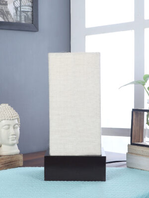 Ambika Home White Jute Square Brown Table Lamp Shade | Decorative Bedside Lamp for Living Room, Bedroom, Hotel, Cafe & Restaurant | SKU AT54