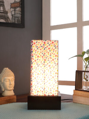 Ambika Home Multi Multi Square Brown Table Lamp Shade | Decorative Bedside Lamp for Living Room, Bedroom, Hotel, Cafe & Restaurant | SKU AT60