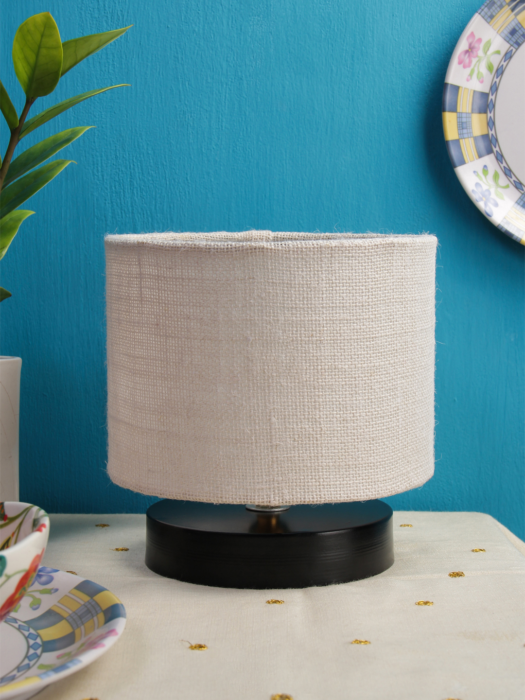 Ambika Home Nordic Collection White Gola Table Lamp with Wooden Base | Premium Decorative Bedside Lamp for Bedroom, Living Room, Hall, Hotel, Café, Restaurant & Office | E27 Compatible - Image 2