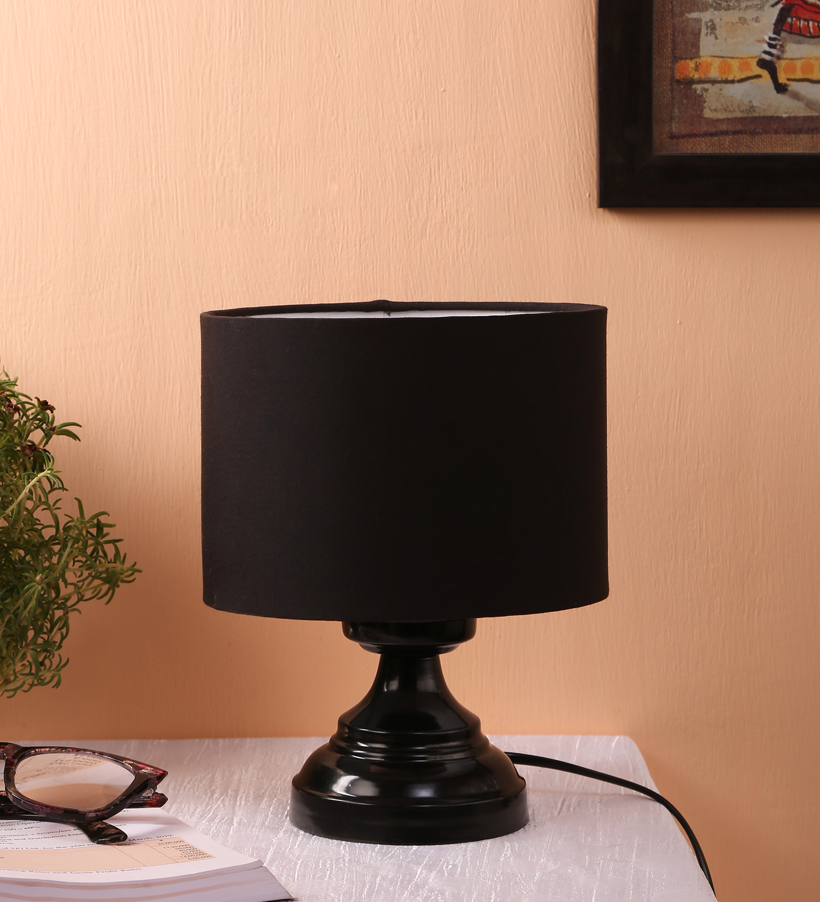 Ambika Home Solara Collection Black Gola Table Lamp with Iron Base Powder Coated | Premium Decorative Bedside Lamp for Bedroom, Living Room, Hall, Hotel, Café, Restaurant & Office | E27 Compatible - Image 2