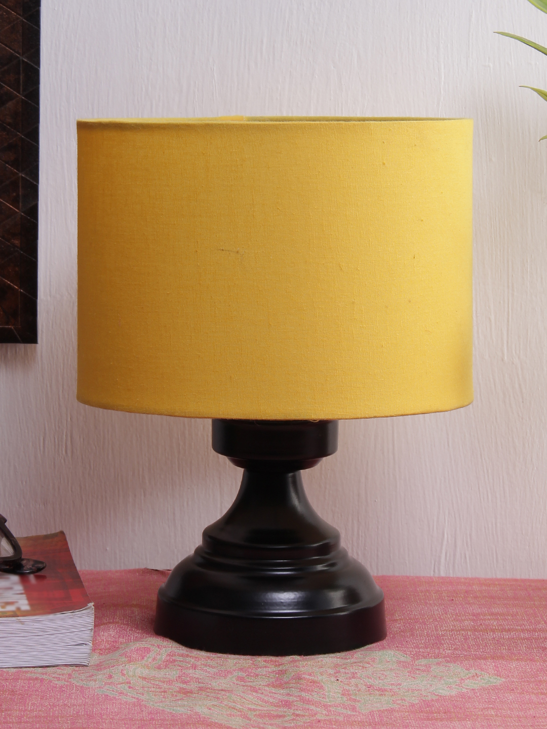 Ambika Home Artisan Collection Yellow Gola Table Lamp with Iron Base Powder Coated | Premium Decorative Bedside Lamp for Bedroom, Living Room, Hall, Hotel, Café, Restaurant & Office | E27 Compatible - Image 2