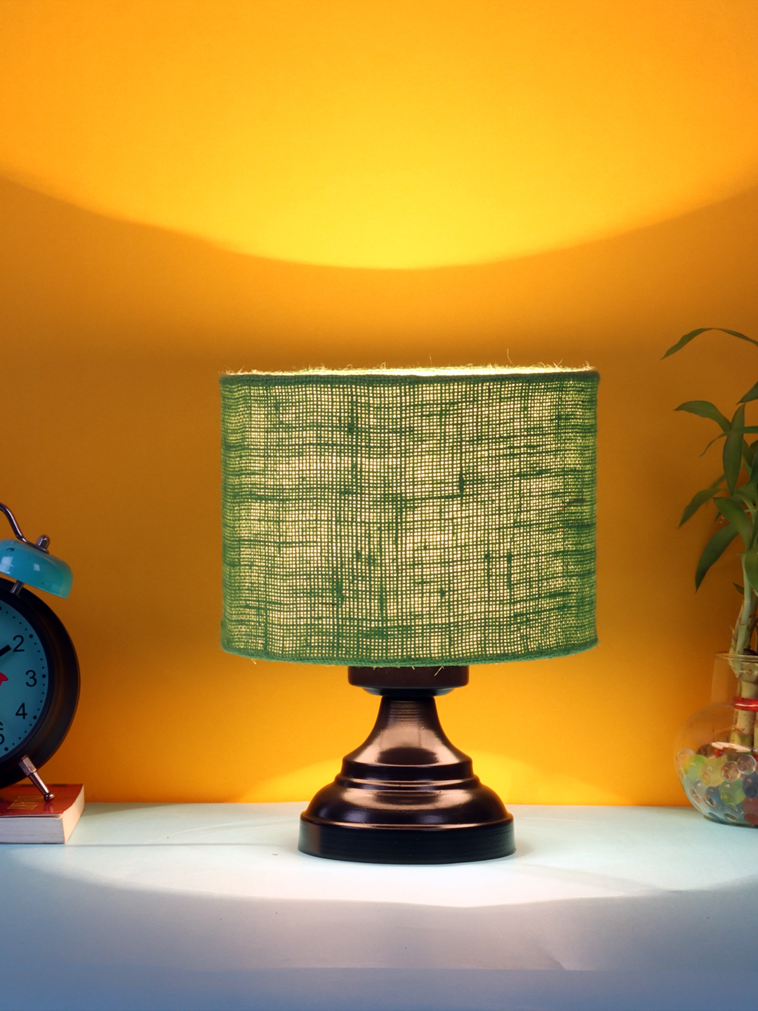 Ambika Home Heritage Collection Green Gola Table Lamp with Iron Base Powder Coated | Premium Decorative Bedside Lamp for Bedroom, Living Room, Hall, Hotel, Café, Restaurant & Office | E27 Compatible - Image 2