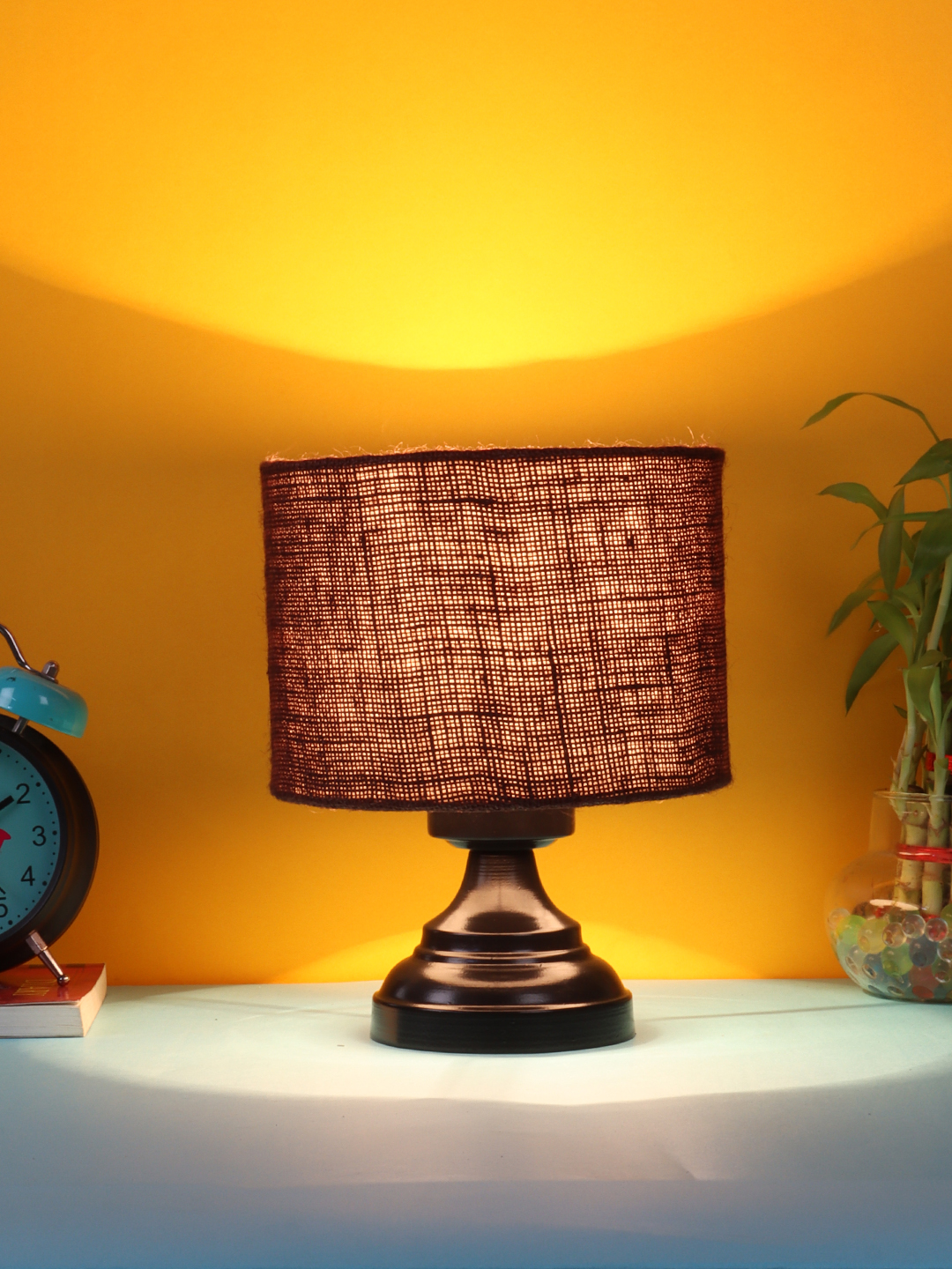 Ambika Home Artisan Collection Brown Gola Table Lamp with Iron Base Powder Coated | Premium Decorative Bedside Lamp for Bedroom, Living Room, Hall, Hotel, Café, Restaurant & Office | E27 Compatible - Image 2