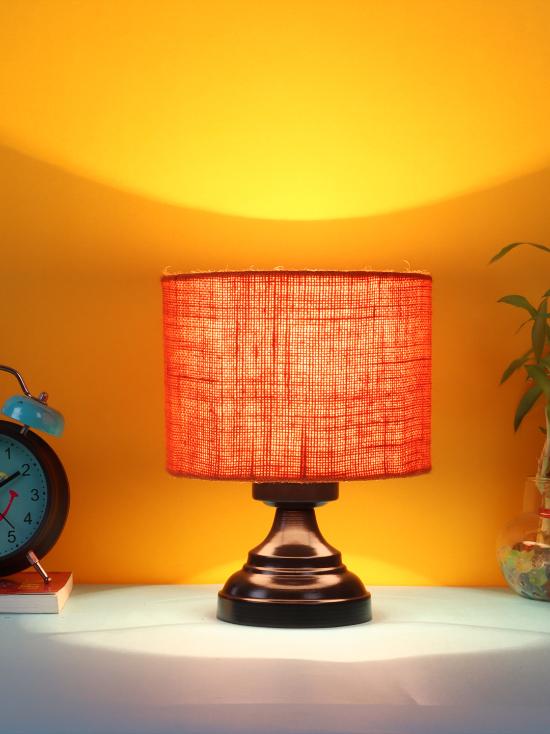 Ambika Home Aurora Collection Orange Gola Table Lamp with Iron Base Powder Coated | Premium Decorative Bedside Lamp for Bedroom, Living Room, Hall, Hotel, Café, Restaurant & Office | E27 Compatible - Image 2