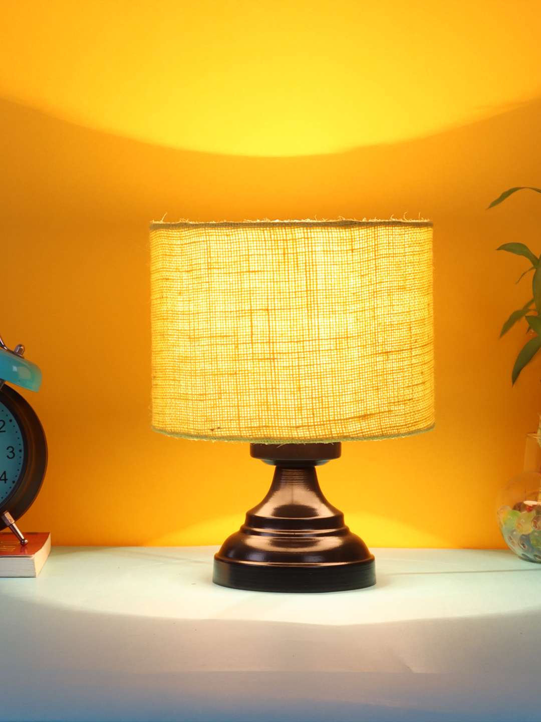 Ambika Home Lumina Collection Yellow Gola Table Lamp with Iron Base Powder Coated | Premium Decorative Bedside Lamp for Bedroom, Living Room, Hall, Hotel, Café, Restaurant & Office | E27 Compatible - Image 2