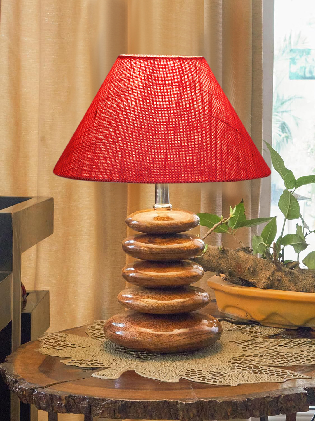 Devansh Aurora Collection Pink Pebble Table Lamp | Premium Bedside Lamp for Bedroom, Living Room, Hall, Hotel, Café, Restaurant & Office | E27 Compatible - Image 2