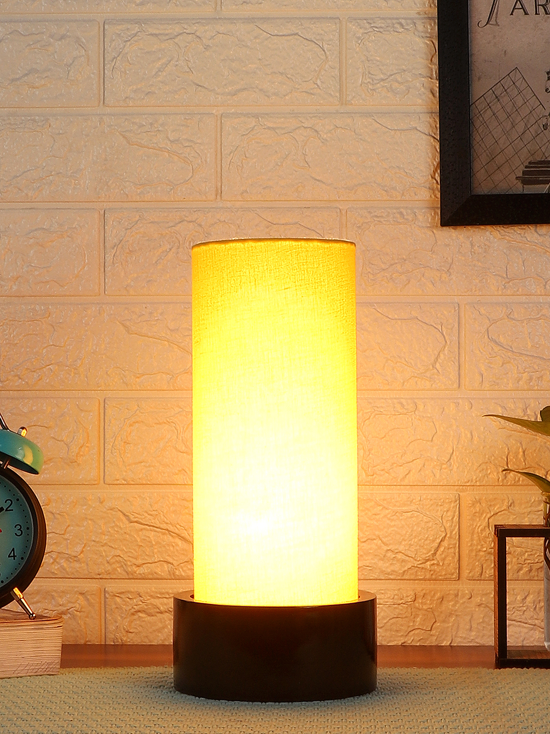 Ambika Home Yellow Cotton Round Brown Table Lamp Shade | Decorative Bedside Lamp for Living Room, Bedroom, Hotel, Cafe & Restaurant | SKU AT20 - Image 2