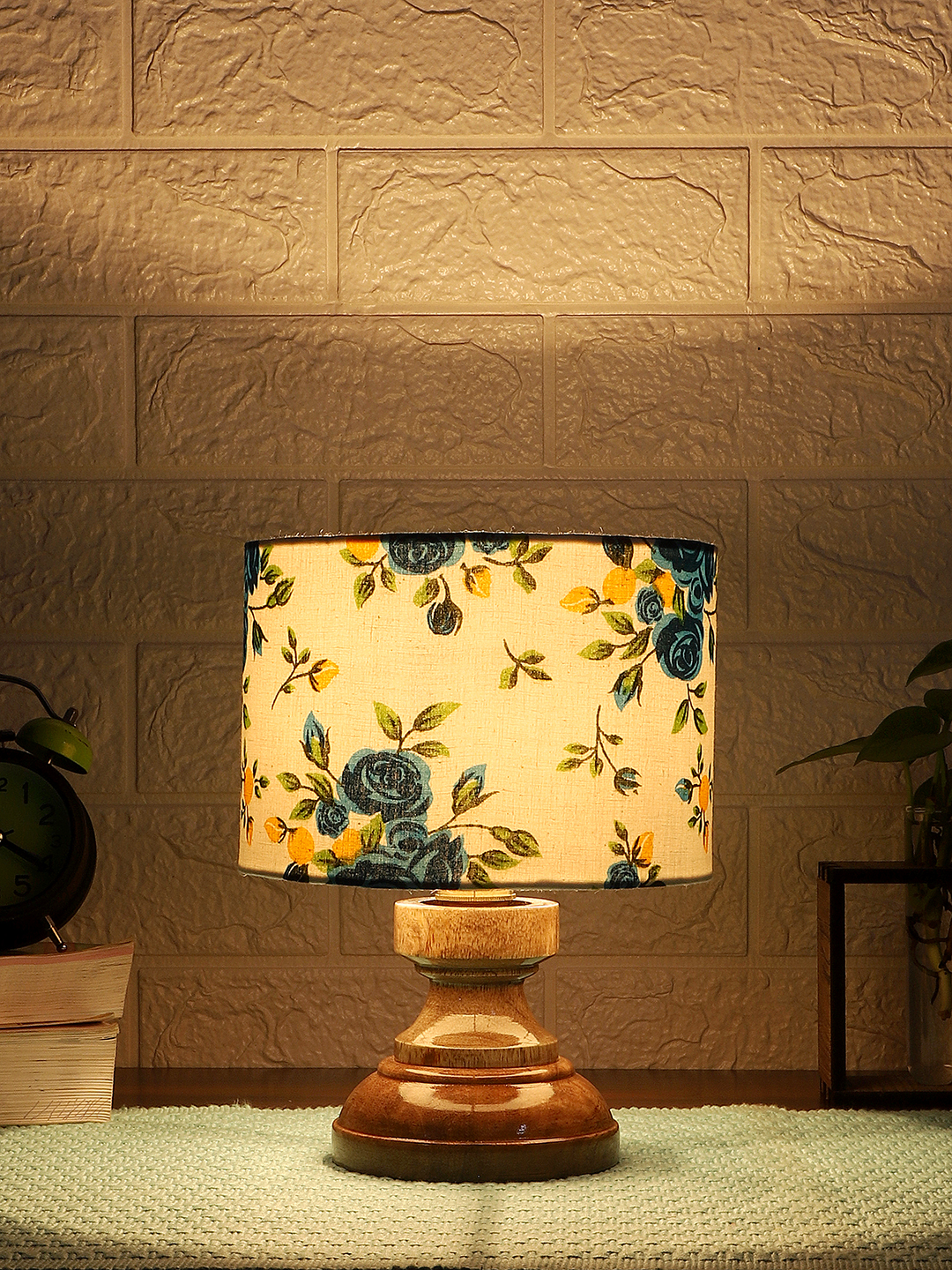 Ambika Home Multi Multi Wood Compact Table Lamp Shade | Decorative Bedside Lamp for Living Room, Bedroom, Hotel, Cafe & Restaurant | SKU AT74 - Image 2