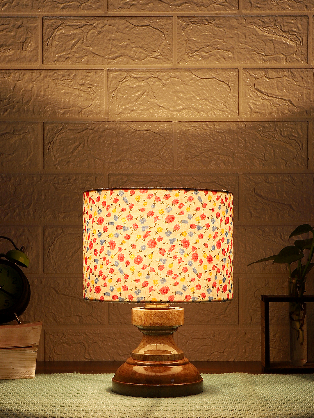 Ambika Home Multi Multi Wood Compact Table Lamp Shade | Decorative Bedside Lamp for Living Room, Bedroom, Hotel, Cafe & Restaurant | SKU AT76 - Image 2