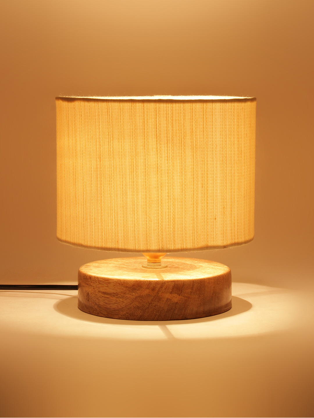 Ambika Home Artisan Collection off-white Gola Table Lamp with Wooden Base | Premium Decorative Bedside Lamp for Bedroom, Living Room, Hall, Hotel, Café, Restaurant & Office | E27 Compatible - Image 3