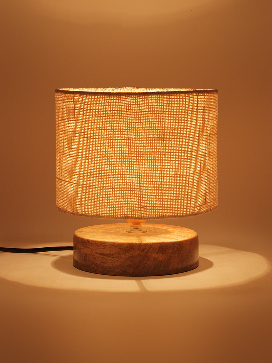 Ambika Home Elara Collection White Gola Table Lamp with Wooden Base | Premium Decorative Bedside Lamp for Bedroom, Living Room, Hall, Hotel, Café, Restaurant & Office | E27 Compatible - Image 3