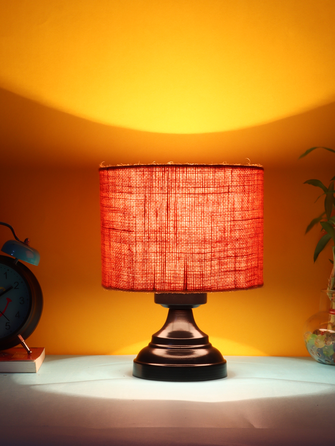 Ambika Home Aurora Collection Orange Gola Table Lamp with Iron Base Powder Coated | Premium Decorative Bedside Lamp for Bedroom, Living Room, Hall, Hotel, Café, Restaurant & Office | E27 Compatible - Image 3
