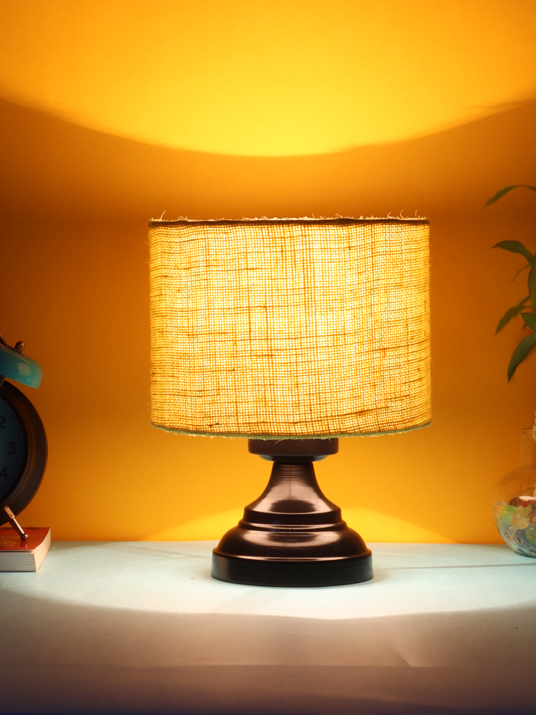 Ambika Home Lumina Collection Yellow Gola Table Lamp with Iron Base Powder Coated | Premium Decorative Bedside Lamp for Bedroom, Living Room, Hall, Hotel, Café, Restaurant & Office | E27 Compatible - Image 3