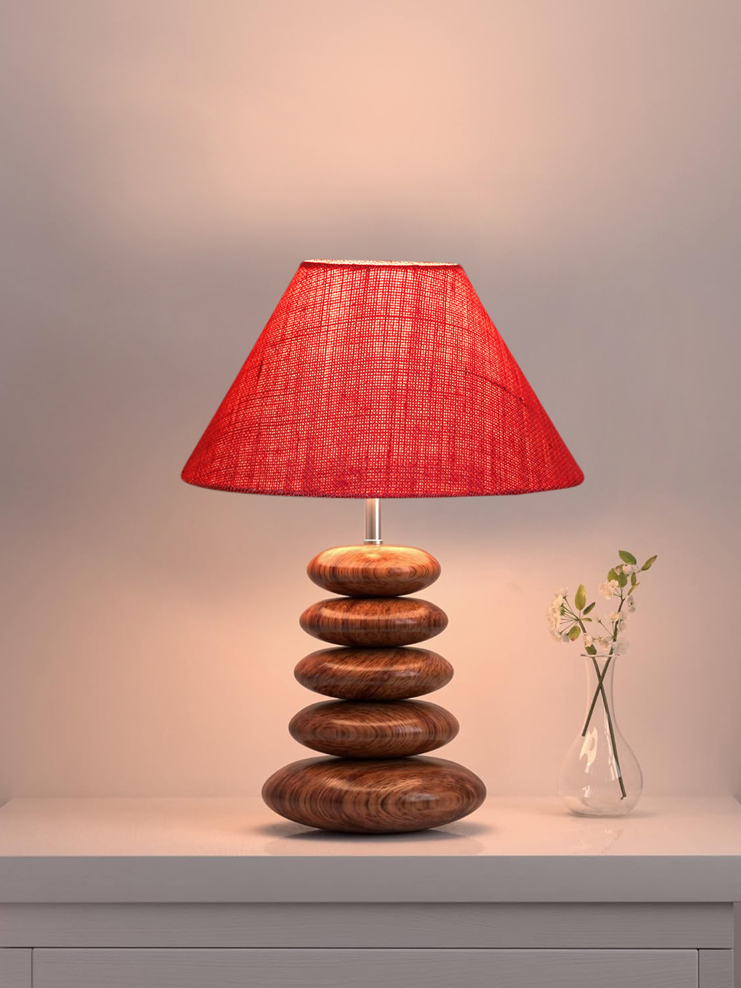 Devansh Aurora Collection Pink Pebble Table Lamp | Premium Bedside Lamp for Bedroom, Living Room, Hall, Hotel, Café, Restaurant & Office | E27 Compatible - Image 3