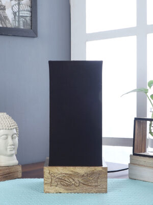 Ambika Home Black Cotton Square Carving Table Lamp Shade | Decorative Bedside Lamp for Living Room, Bedroom, Hotel, Cafe & Restaurant | SKU AT32