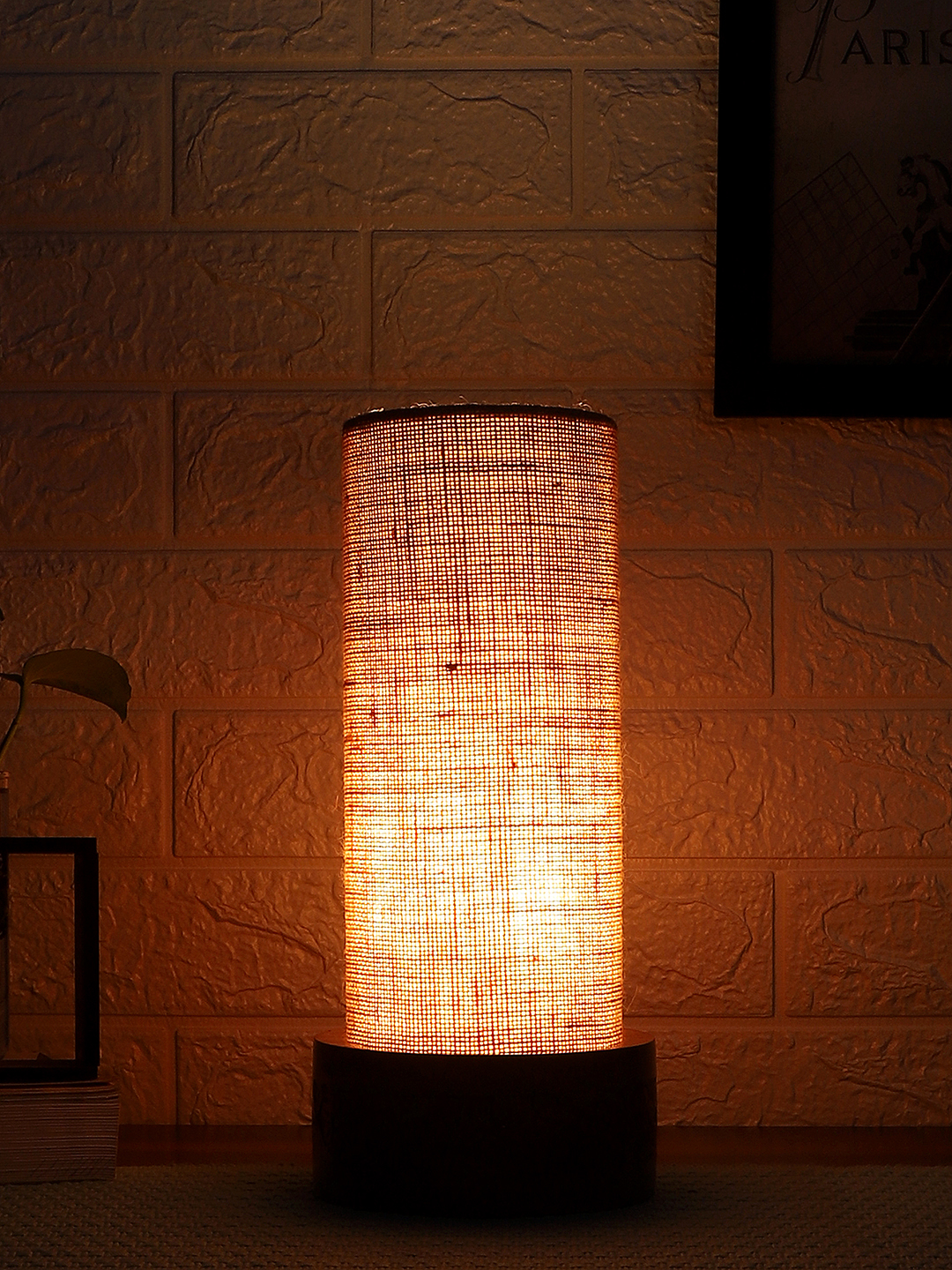 Ambika Home Beige Jute Round Carving Table Lamp Shade | Decorative Bedside Lamp for Living Room, Bedroom, Hotel, Cafe & Restaurant | SKU AT08 - Image 3