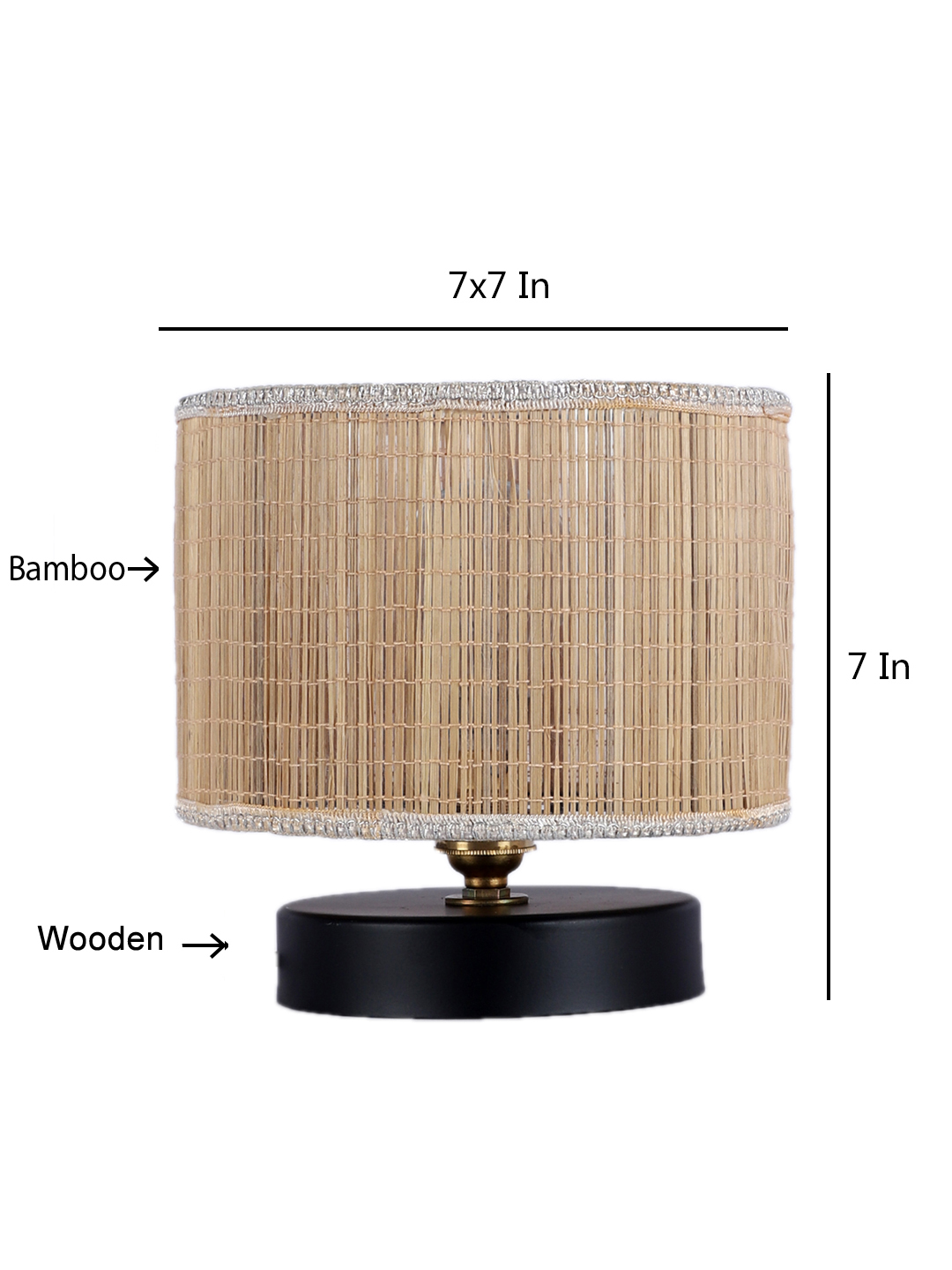 Ambika Home Heritage Collection Beige Gola Table Lamp with Wooden Base | Premium Decorative Bedside Lamp for Bedroom, Living Room, Hall, Hotel, Café, Restaurant & Office | E27 Compatible - Image 4