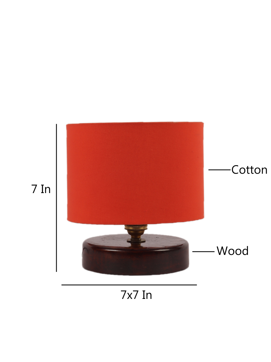 Ambika Home Royale Collection Orange Gola Table Lamp with Wooden Base | Premium Decorative Bedside Lamp for Bedroom, Living Room, Hall, Hotel, Café, Restaurant & Office | E27 Compatible - Image 4