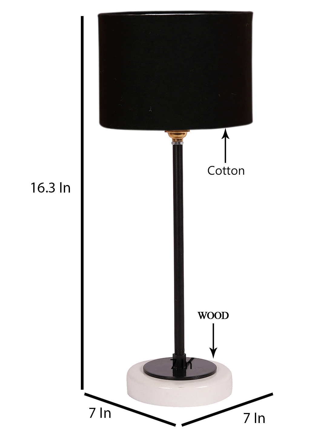 Ambika Home Wooden Table Lamp with Black Cotton Shade | Bedside Lamp for Bedroom, Living Room, Hotel & Cafe | RK31 - Image 4