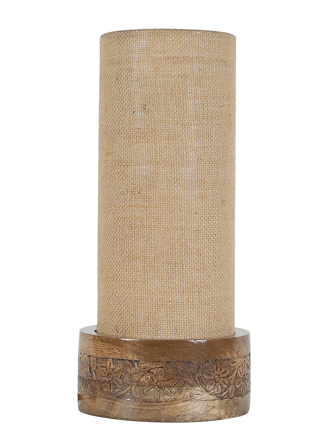 Ambika Home Beige Jute Round Carving Table Lamp Shade | Decorative Bedside Lamp for Living Room, Bedroom, Hotel, Cafe & Restaurant | SKU AT08 - Image 4