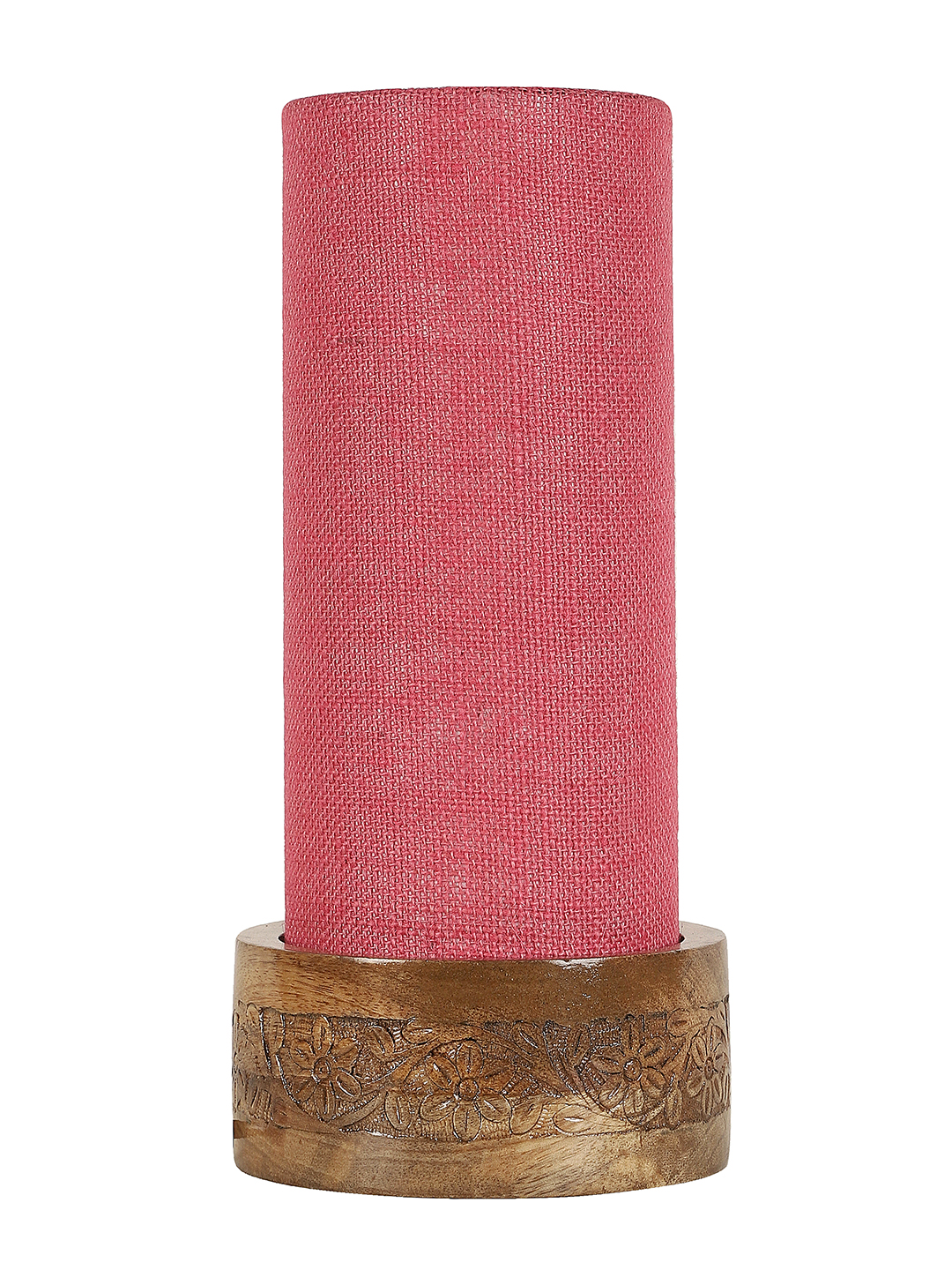 Ambika Home Pink Jute Round Carving Table Lamp Shade | Decorative Bedside Lamp for Living Room, Bedroom, Hotel, Cafe & Restaurant | SKU AT10 - Image 4
