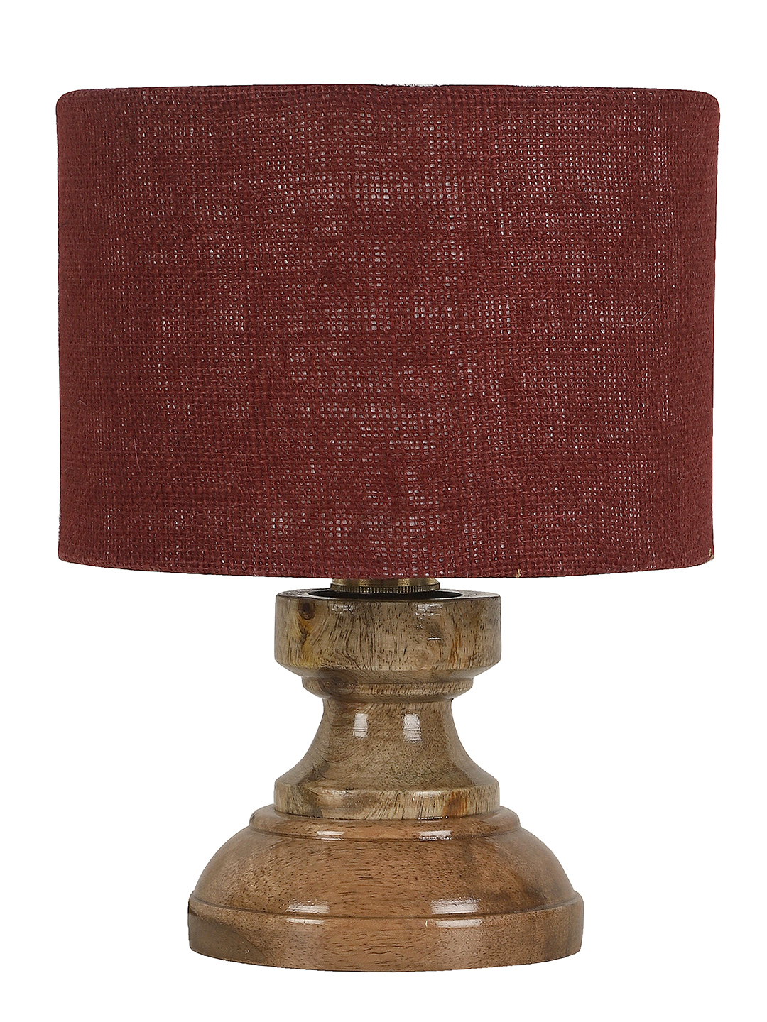 Ambika Home Maroon Jute Wood Compact Table Lamp Shade | Decorative Bedside Lamp for Living Room, Bedroom, Hotel, Cafe & Restaurant | SKU AT72 - Image 5