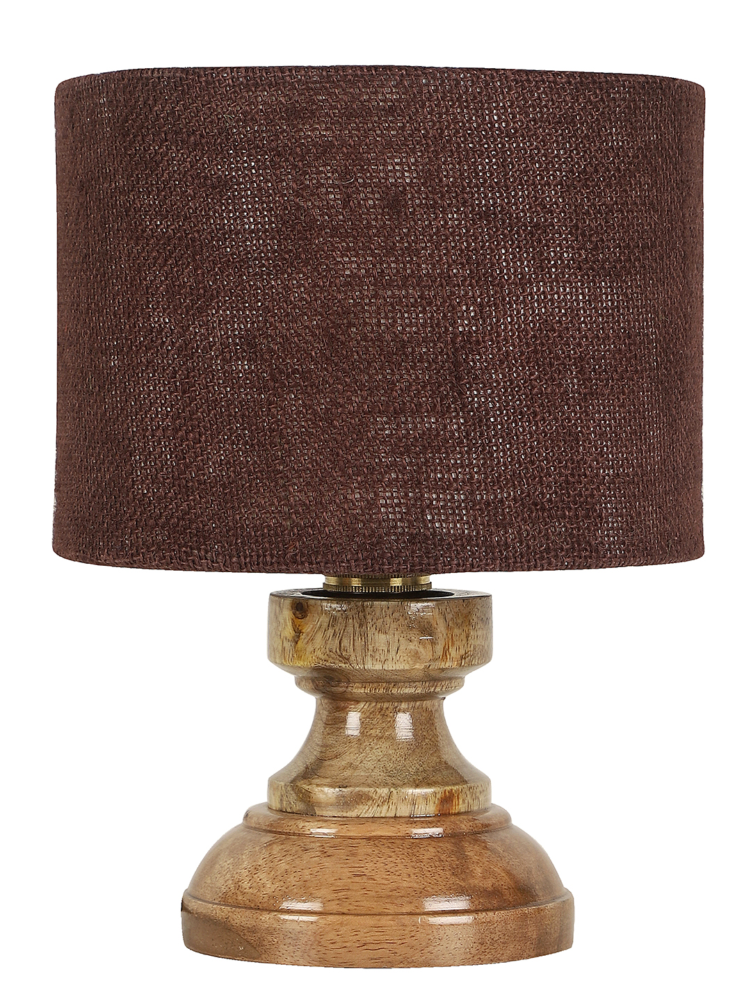 Ambika Home Brown Jute Jute Wood Compact Table Lamp Shade | Decorative Bedside Lamp for Living Room, Bedroom, Hotel, Cafe & Restaurant | SKU AT78 - Image 5