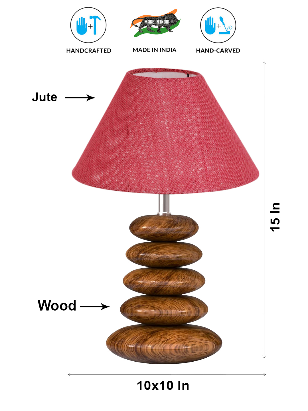 Devansh Aurora Collection Pink Pebble Table Lamp | Premium Bedside Lamp for Bedroom, Living Room, Hall, Hotel, Café, Restaurant & Office | E27 Compatible - Image 5