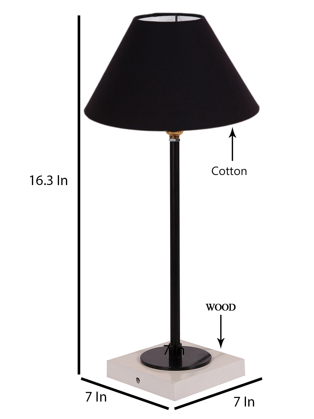 Ambika Home Wooden Table Lamp with Black Cotton Shade | Bedside Lamp for Bedroom, Living Room, Hotel & Cafe | RK16 - Image 5