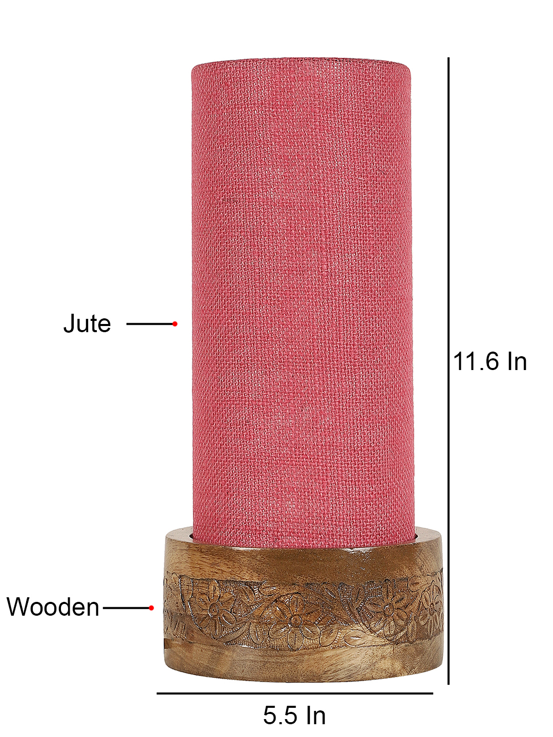 Ambika Home Pink Jute Round Carving Table Lamp Shade | Decorative Bedside Lamp for Living Room, Bedroom, Hotel, Cafe & Restaurant | SKU AT10 - Image 5