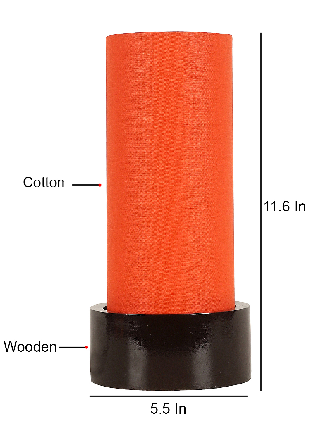 Ambika Home Orange Cotton Round Brown Table Lamp Shade | Decorative Bedside Lamp for Living Room, Bedroom, Hotel, Cafe & Restaurant | SKU AT19 - Image 5