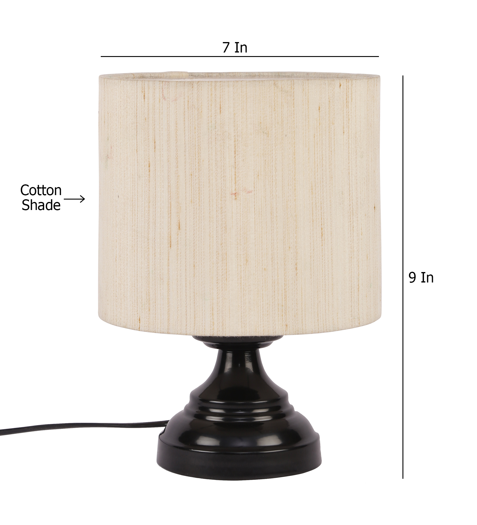 Ambika Home Elara Collection off-white Gola Table Lamp with Iron Base Powder Coated | Premium Decorative Bedside Lamp for Bedroom, Living Room, Hall, Hotel, Café, Restaurant & Office | E27 Compatible - Image 6