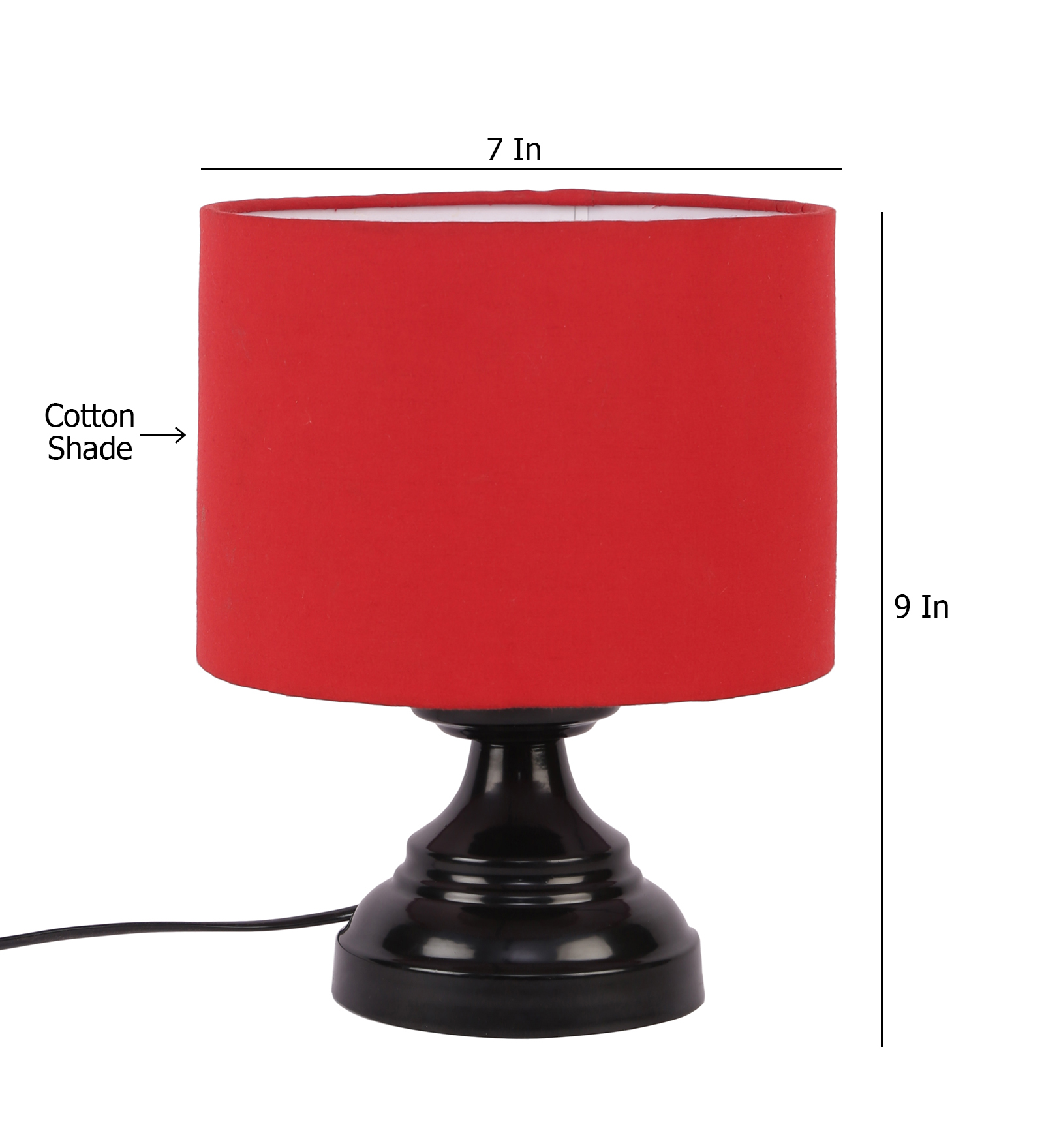 Ambika Home Nordic Collection Red Gola Table Lamp with Iron Base Powder Coated | Premium Decorative Bedside Lamp for Bedroom, Living Room, Hall, Hotel, Café, Restaurant & Office | E27 Compatible - Image 6