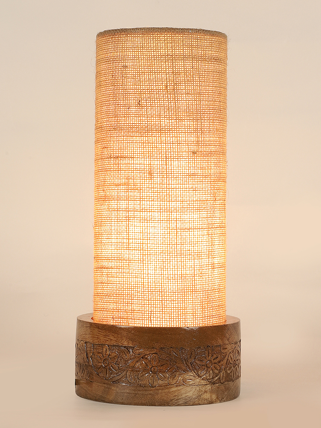 Ambika Home Beige Jute Round Carving Table Lamp Shade | Decorative Bedside Lamp for Living Room, Bedroom, Hotel, Cafe & Restaurant | SKU AT08 - Image 6